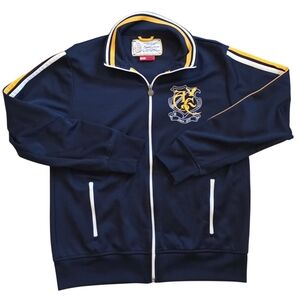 American Eagle Medium Navy Blue Embroidered Varsity Track Jacket